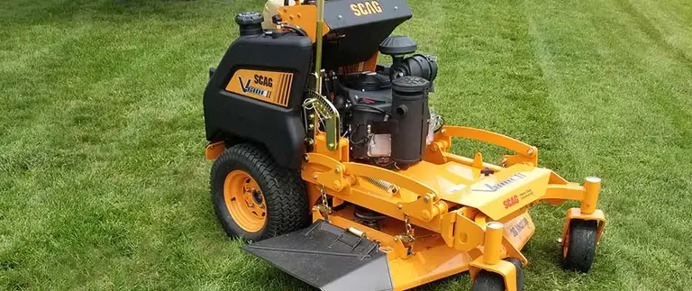 Professional Scag stand-up mower used for lawn mowing