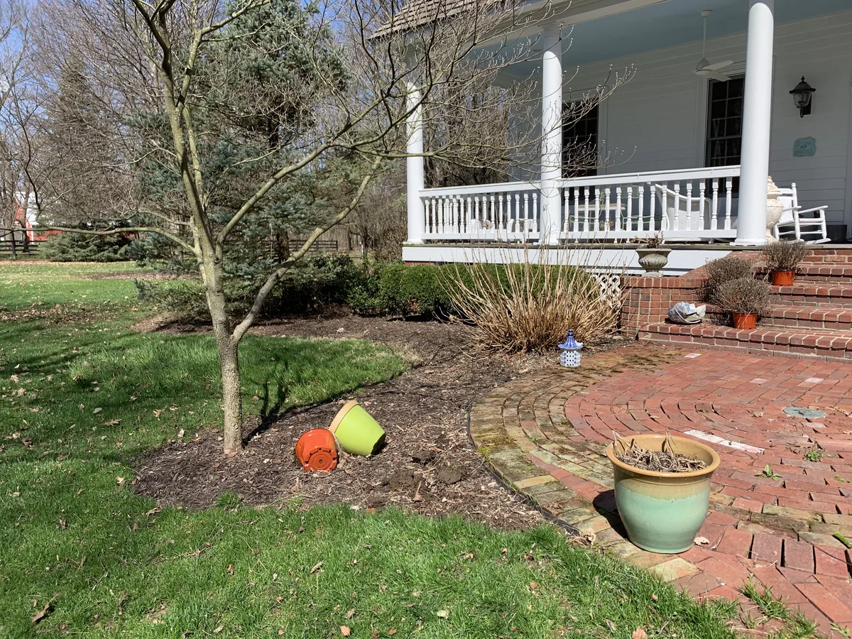 Landscape bed before mulch installation